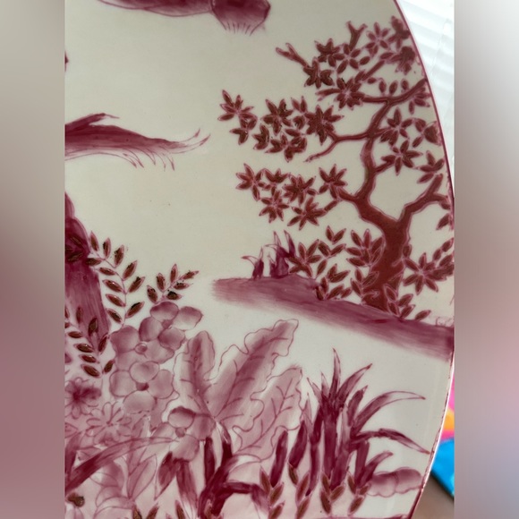 Vintage Stoneware Plate, Asian Motif of Girl in Field - Picture 3 of 6